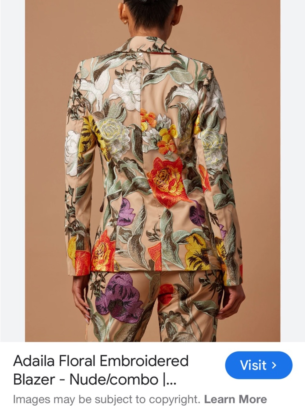 Fashion Nova Nude Floral Embroidered Blazer XL